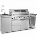 Outdoor Kitchen Island 85" 6-Burner 85000 BTU Deluxe Modular BBQ Island - Grill Islands W/Wine Cooler, Built in Combo outside Island + Rotisserie & Granite Top Outdoor Grill
