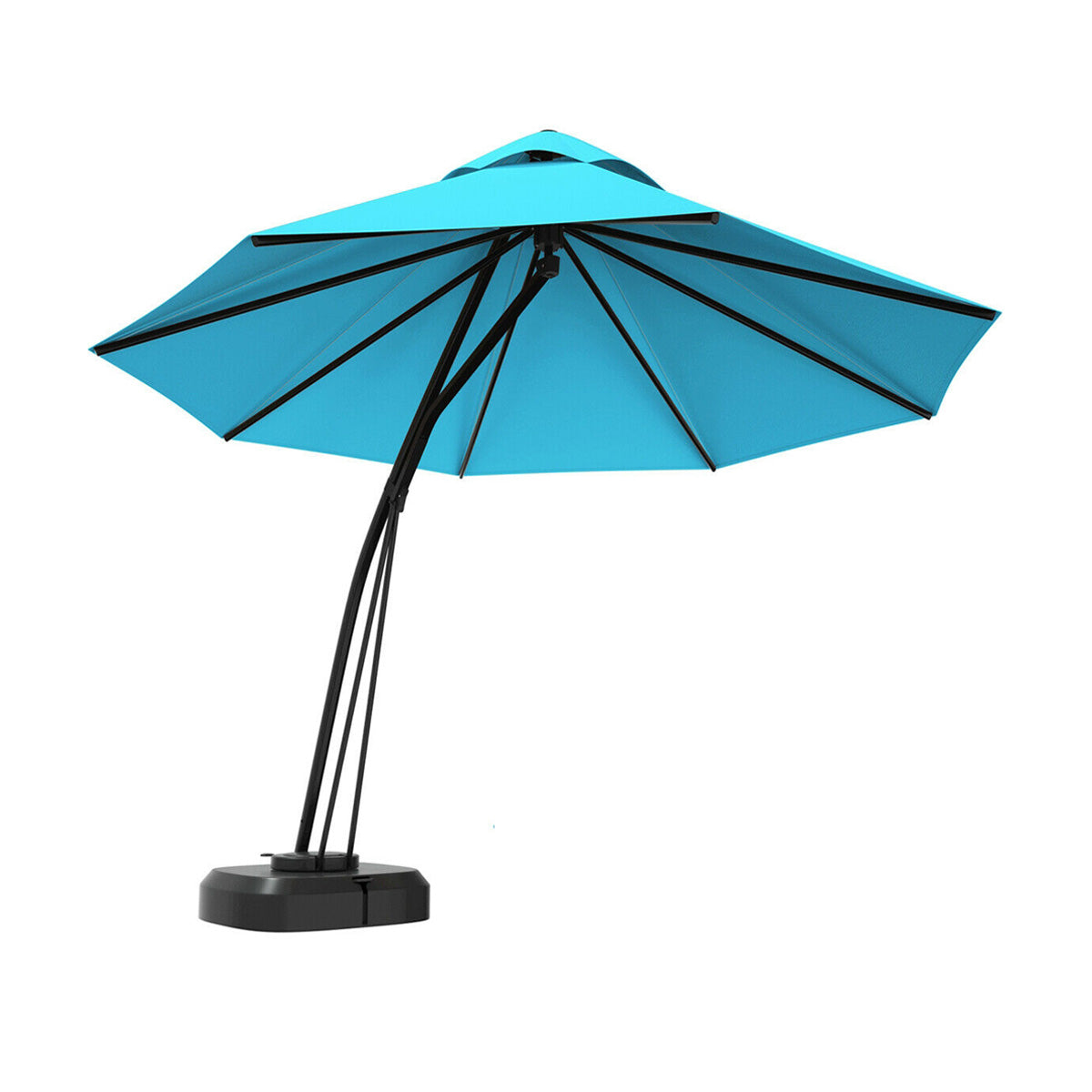 11 Feet Outdoor Cantilever Hanging Umbrella with Base and Wheels