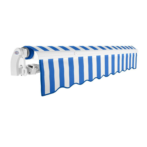 8 Ft. Maui Manual Retractable Awning 96 In. W X 9.25 In. H X 78 In. D Acrylic Fabric in Bright Blue/White Stripe