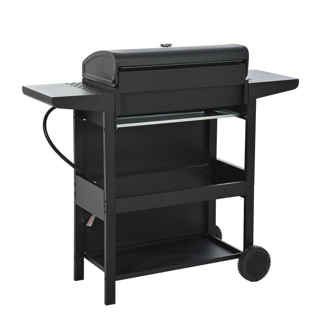 4-Burner Portable Stainless Steel Propane Gas Grill in Black
