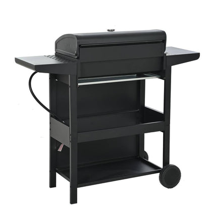 4-Burner Portable Stainless Steel Propane Gas Grill in Black