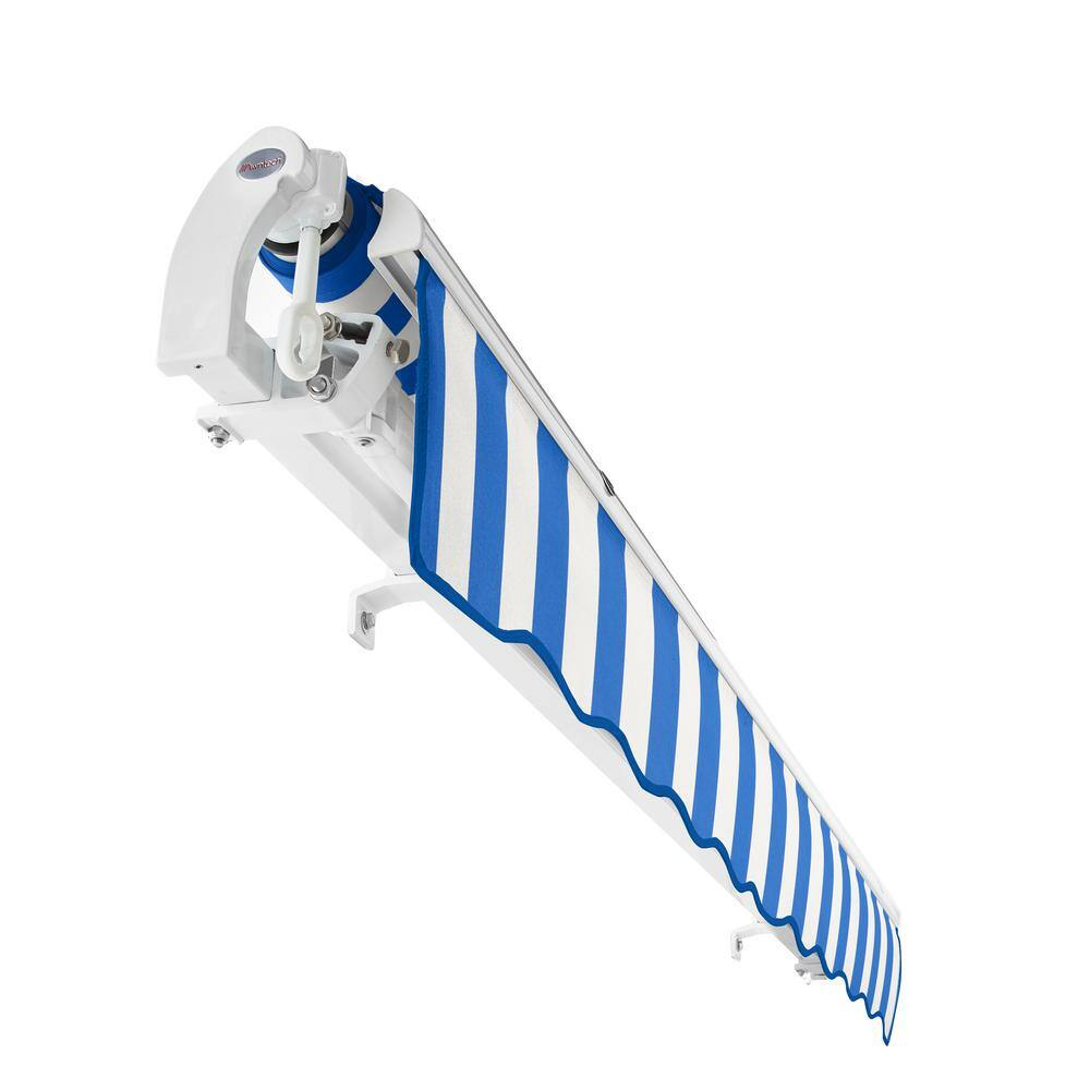 8 Ft. Maui Manual Retractable Awning 96 In. W X 9.25 In. H X 78 In. D Acrylic Fabric in Bright Blue/White Stripe