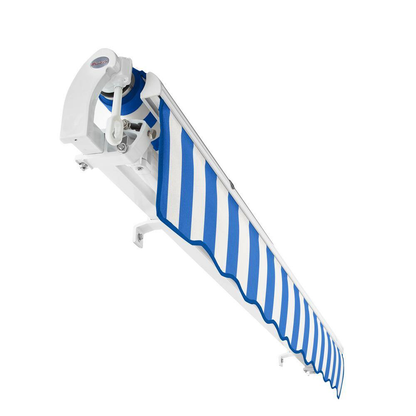 8 Ft. Maui Manual Retractable Awning 96 In. W X 9.25 In. H X 78 In. D Acrylic Fabric in Bright Blue/White Stripe