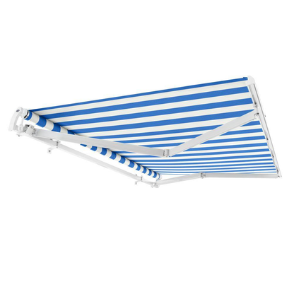 8 Ft. Maui Manual Retractable Awning 96 In. W X 9.25 In. H X 78 In. D Acrylic Fabric in Bright Blue/White Stripe