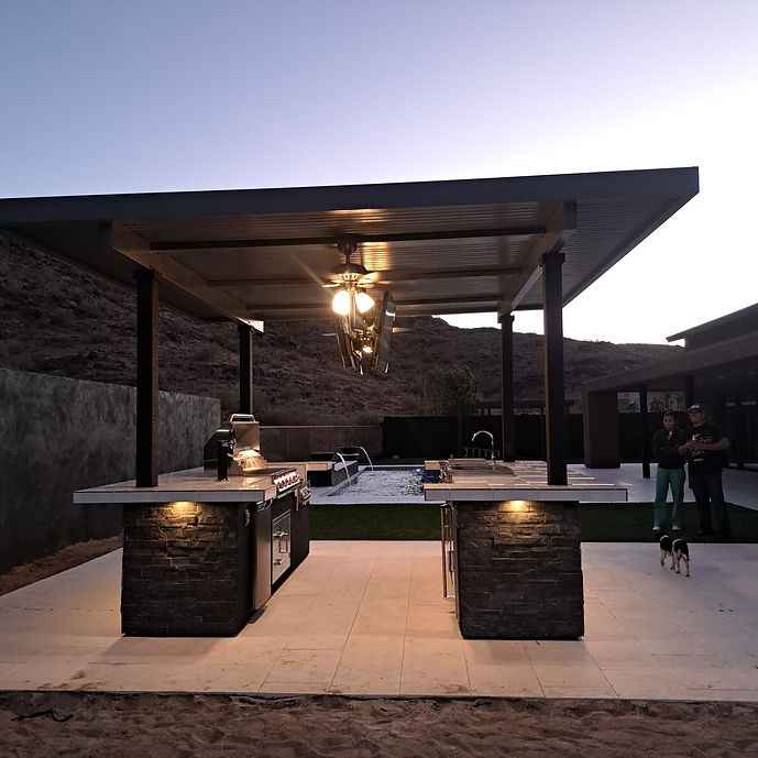KoKoMo Outdoor Kitchen BBQ Island with Dual TVs - Big Island Sports Bar Experience