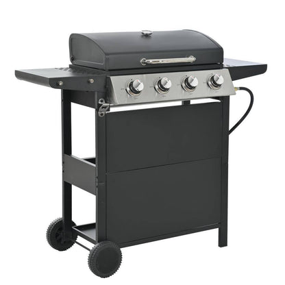 4-Burner Portable Stainless Steel Propane Gas Grill in Black