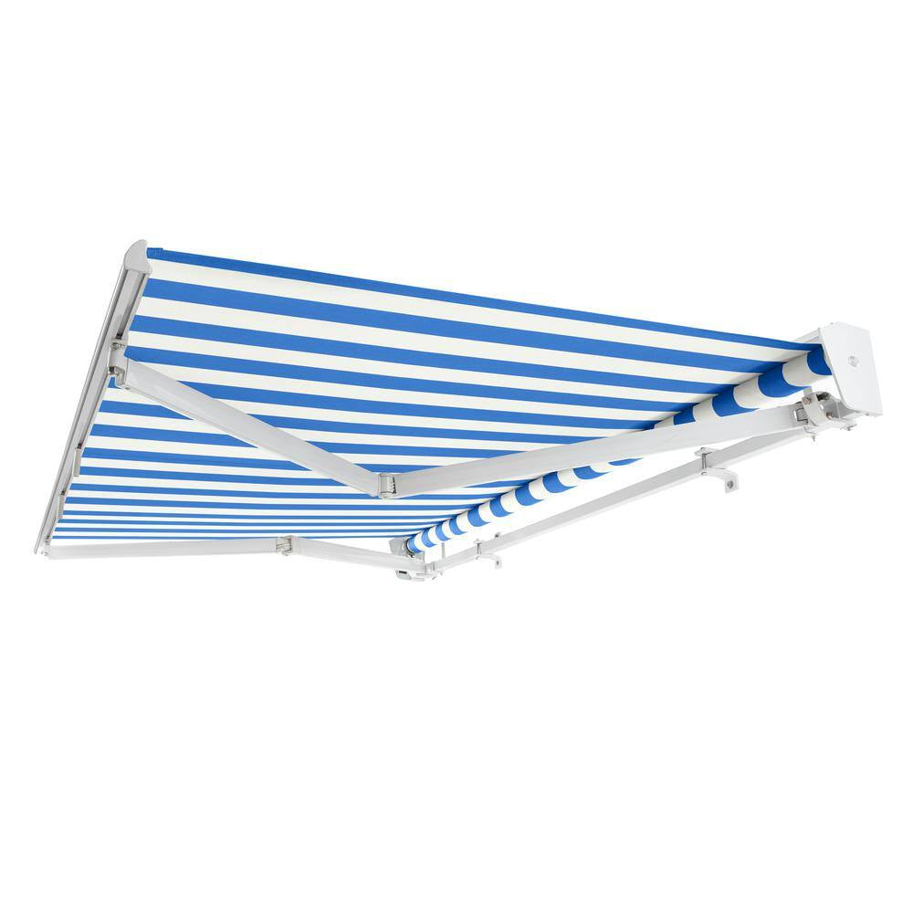 12 Ft. Destin Manual Retractable Awning 144 In. W X 10.38 In. H X 120 In. D Acrylic Fabric in Bright Blue/White Stripe