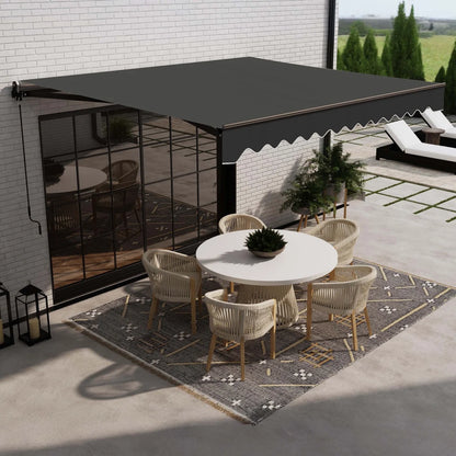 12' X 10' Black Retractable Motorized Patio Awning Sunshade