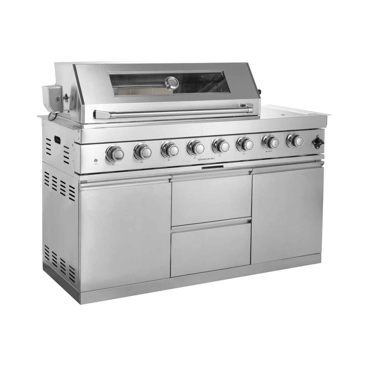 Capri 96-Inch 6-Burner 85000 BTU Outdoor Kitchen Liquid Propane Grill Island With Fridge (SAK42895)