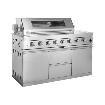 Capri 96-Inch 6-Burner 85000 BTU Outdoor Kitchen Liquid Propane Grill Island With Fridge (SAK42895)