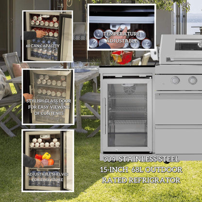 Capri 96-Inch 6-Burner 85000 BTU Outdoor Kitchen Liquid Propane Grill Island With Fridge (SAK42895)