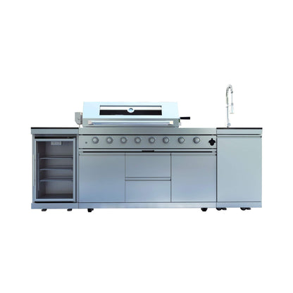 Capri 96-Inch 6-Burner 85000 BTU Outdoor Kitchen Liquid Propane Grill Island With Fridge (SAK42895)