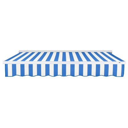 12 Ft. Destin Manual Retractable Awning 144 In. W X 10.38 In. H X 120 In. D Acrylic Fabric in Bright Blue/White Stripe