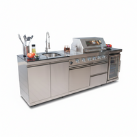Outdoor Kitchen Island Designed for Complete Backyard Cooking, 4-Burner 72000 BTU, Stainless Steel, Refrigerator