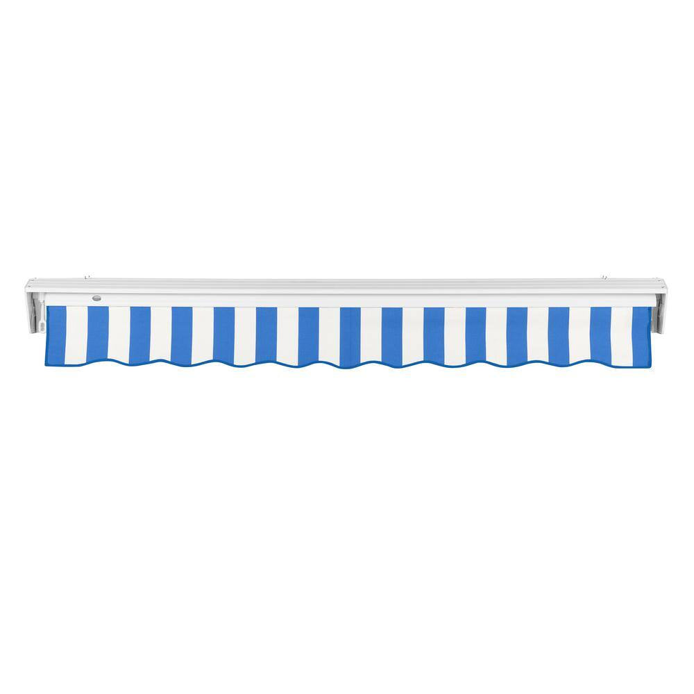 12 Ft. Destin Manual Retractable Awning 144 In. W X 10.38 In. H X 120 In. D Acrylic Fabric in Bright Blue/White Stripe