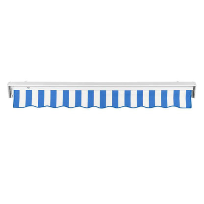 12 Ft. Destin Manual Retractable Awning 144 In. W X 10.38 In. H X 120 In. D Acrylic Fabric in Bright Blue/White Stripe