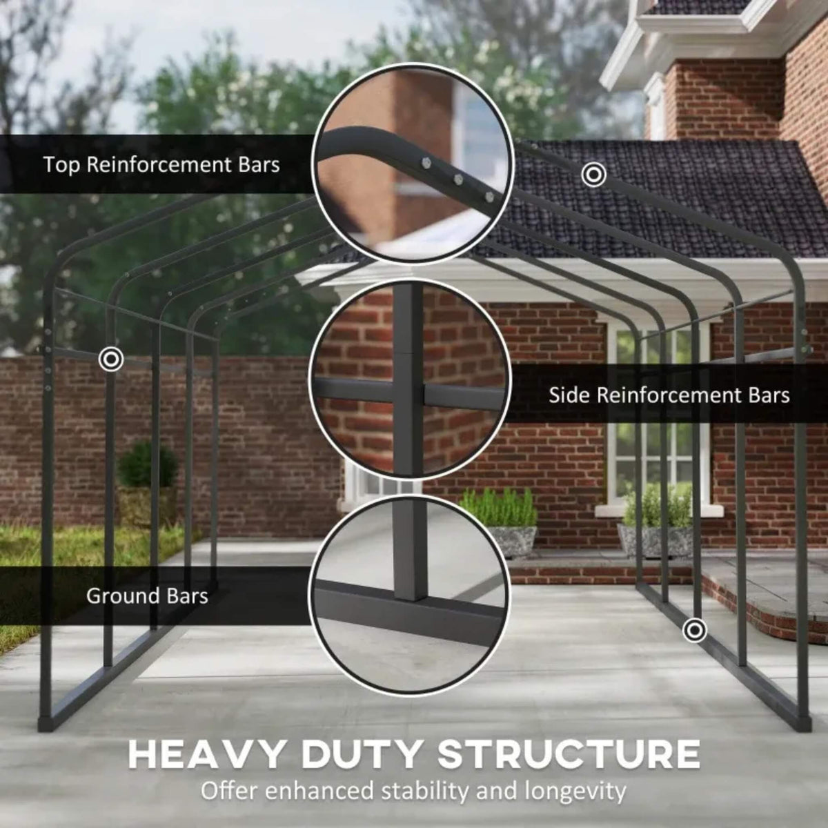 Heavy-Duty Outdoor Weather-Resistant Metal Carport Canopy (SAK47691)