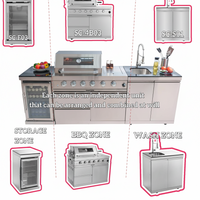 Outdoor Kitchen Island Designed for Complete Backyard Cooking, 4-Burner 72000 BTU, Stainless Steel, Refrigerator