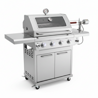 Outdoor Kitchen Island Designed for Complete Backyard Cooking, 4-Burner 72000 BTU, Stainless Steel, Refrigerator